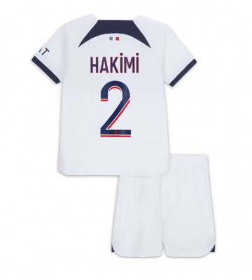 Paris Saint-Germain Achraf Hakimi #2 Bortaställ Barn 2023-24 Kortärmad (+ Korta byxor)